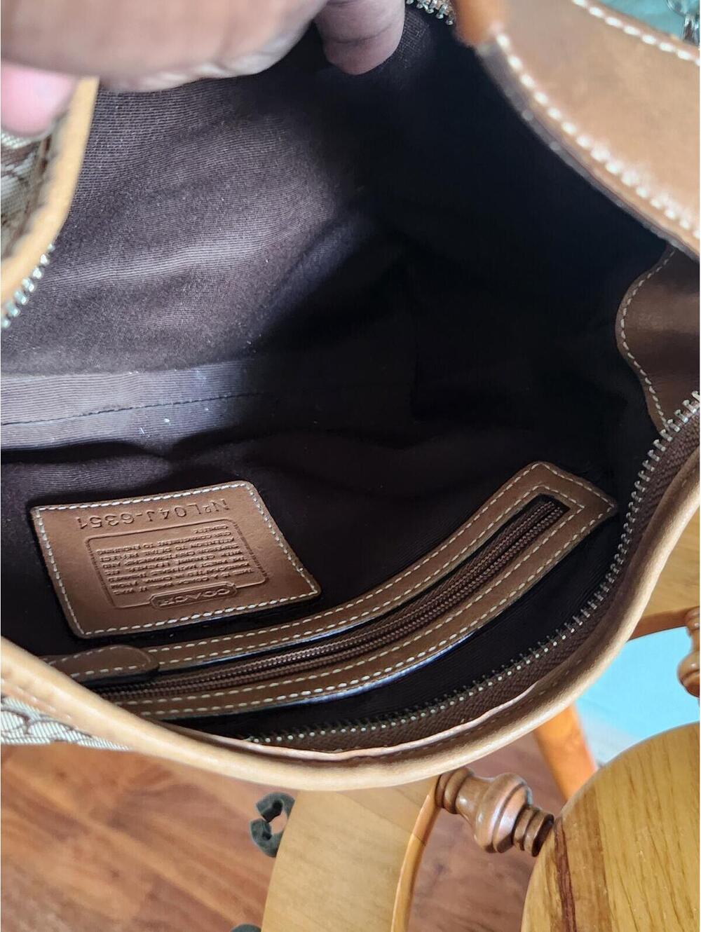 Coach Signature Monogram Shoulder Bag in Brown and Tan - Picture 3 of 5